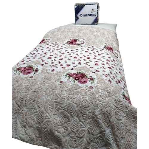 Merinos Fashion Çift Kişilik Vizon Battaniye (200x240)-Rose Bej