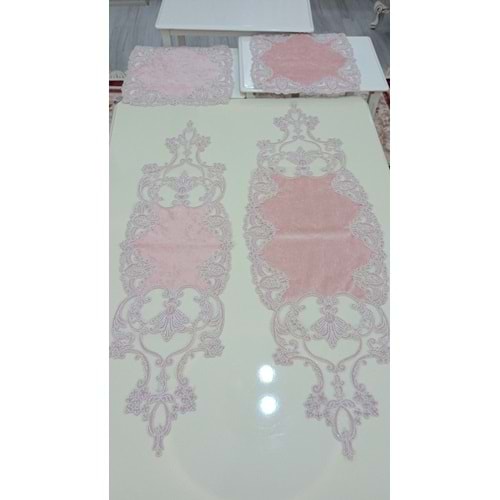 Öz Home Kadife 5 li Salon Takımı Pudra Pembe