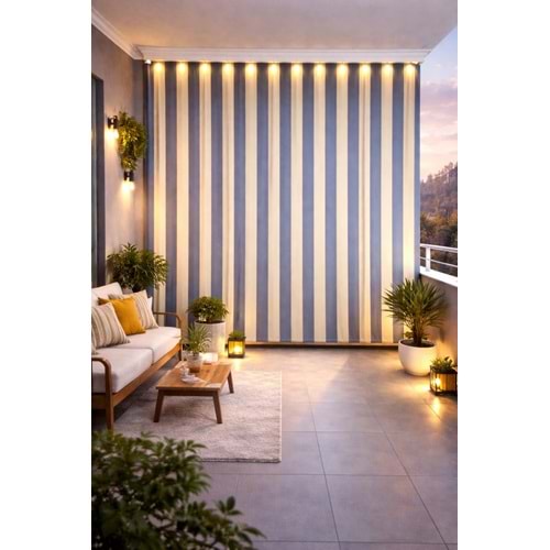 Balkon Perdesi Branda Kumaşı Metrelik (En 150cm)-Gri Yaldız