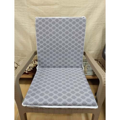 1 Adet Komutan Arkalıklı Sandalye Minderi, Extra Kalın (Kalınlık 5cm)-Denizci Gri