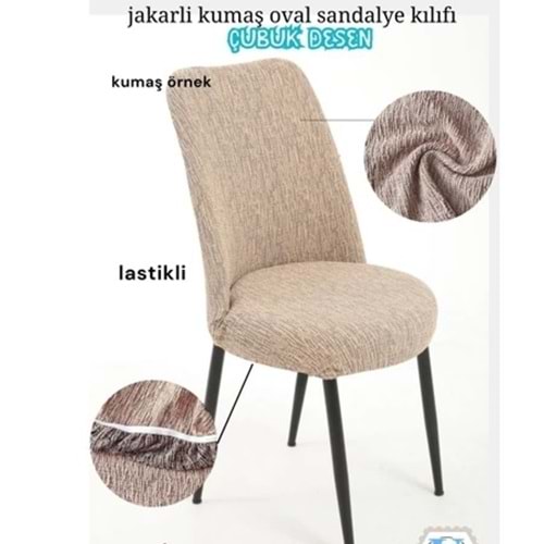 Mandaş Oval jakarlı Sandalye örtüsü Vizon