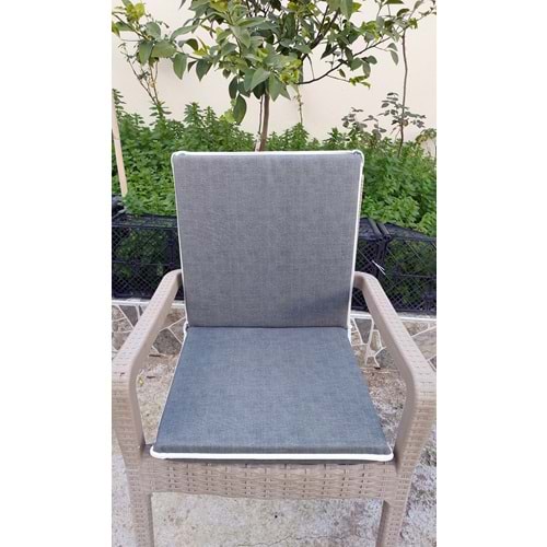 1 Adet Komutan Arkalıklı Sandalye Minderi, Extra Kalın (Kalınlık 5cm)-Haki