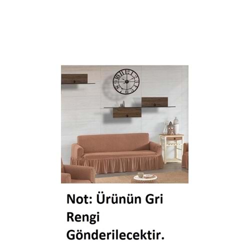 1 Adet Altın Yonca Makarna Desen (Pıtırcık) Maxi Çekyat Koltuk Örtüsü-Gri