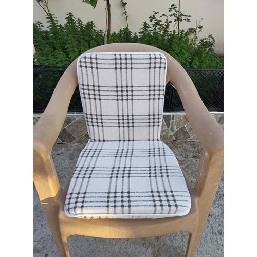 4 Adet Buldan Arkalıklı Sandalye Minderi, Midi Boy (Kalınlık 3,5cm)-Kahve Çizgili