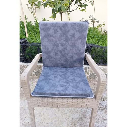 2 Adet Komutan Arkalıklı Sandalye Minderi, Extra Kalın (Kalınlık 5cm)-K.Gri