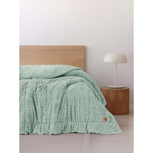 Cotton Box -Wave Adaçayı- Peluş Tek Kişilik Yorgan (155x215)