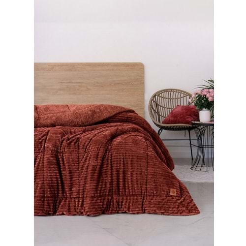 Cotton Box -Wave Tarçın- Peluş Tek Kişilik Yorgan (155x215)
