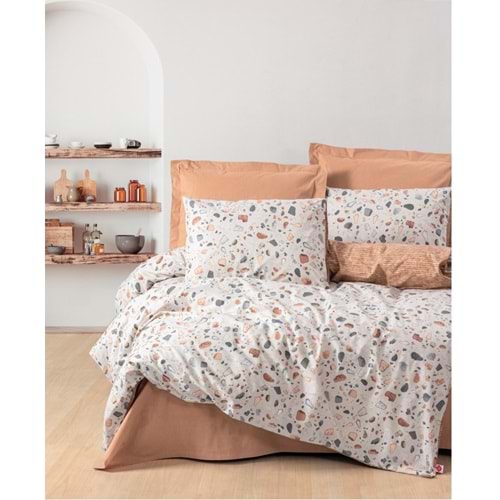 Cotton Box Rnf Minimal Tek Kişilik Nevresim Takımı lastikli çarşaf Onıks Karemel