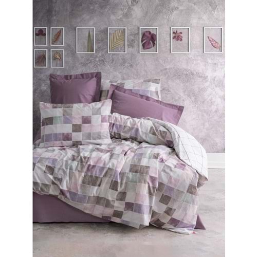 Cotton Box Rnf Minimal tek Kişilik Nevresim Takımı lastikli çarşaf Mora G kurusu