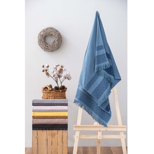 Cotton Box -İndigo- Twins Bukle Plaj Havlusu (75x150)