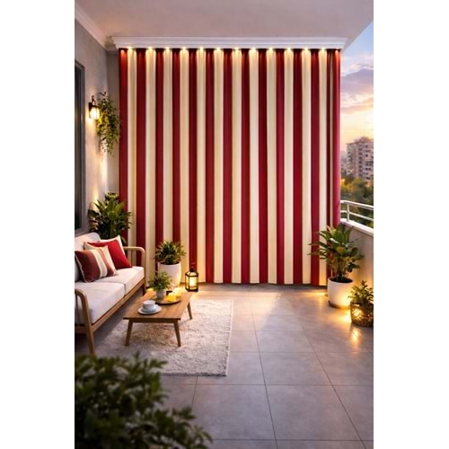 Balkon Perdesi Branda Kumaşı Metrelik (En 240cm)-Bordo Krem