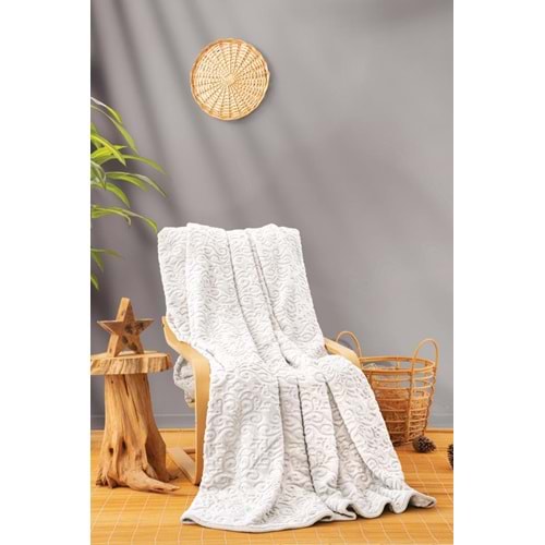 Cotton Box Emboss Çift Kişilik Battaniye 220*240 Krem