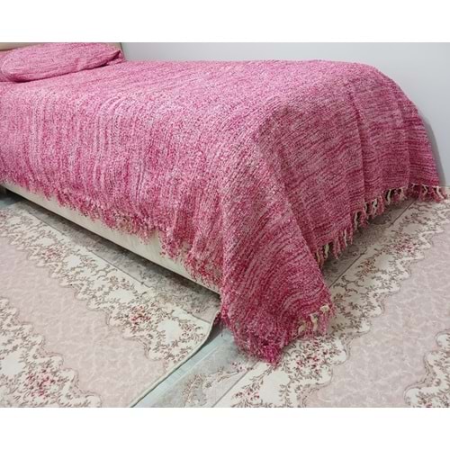 Akıllı ip El Dokuma Akriilik ip Tek Kişilik Yatak Örtüsü (160x240)-A Pembe