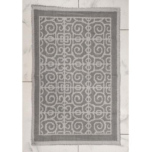 Pamuklu Bukle Lüks Kilim (50x80)-Spiral Gri
