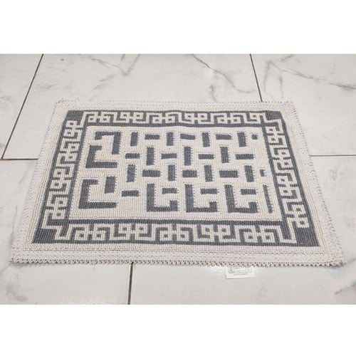 Pamuklu Bukle Lüks Kilim (40x60)-Labirent Kreme Gri