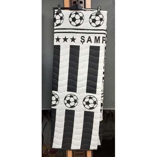 Pamuklu Çok Amaçlı Spor Desen Tek Kişilik Pike, Yatak Ört (160x230) - Siyah-Beyaz