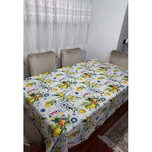 2 Adet Limon Portakal Desenli 3D Dikdörtgen Masa Örtüsü (160x200)