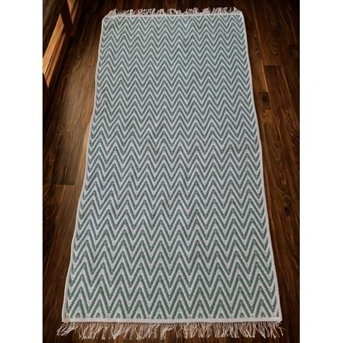 Pamuklu Cotton Kilim Çift Taraflı Yıkanabilir Dekoratif (80x150) - Mint v1