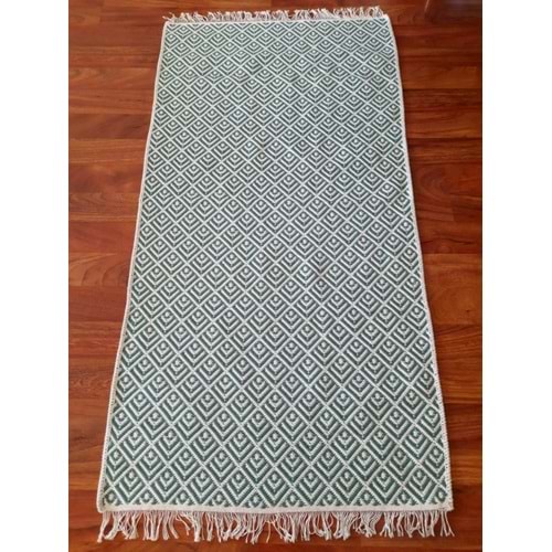 Pamuklu Cotton Kilim Çift Taraflı Yıkanabilir Dekoratif (80x150) - Mint v2