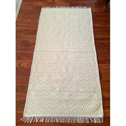 Pamuklu Cotton Kilim Çift Taraflı Yıkanabilir Dekoratif (80x150) - Sarı v1
