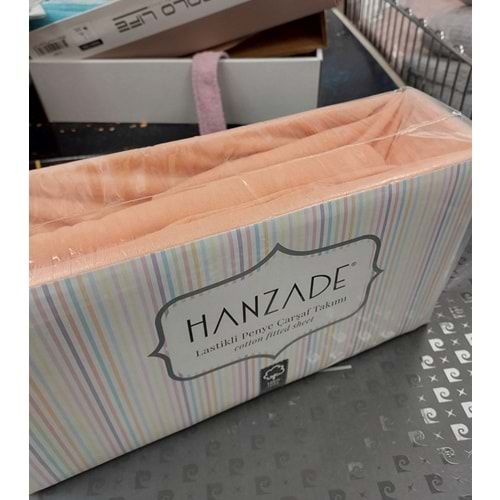Hanzade %100 Pamuk Penye Lastikli Çift Kişilik Çarşaf Seti (160x200+30) - Somon