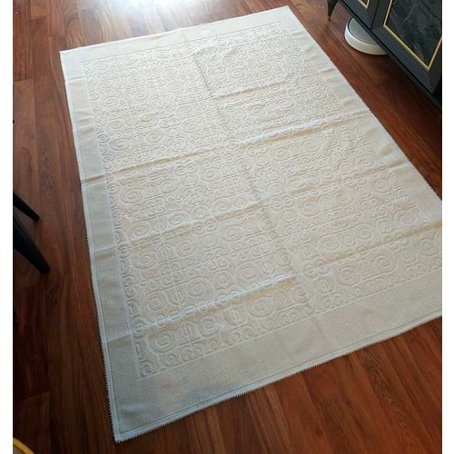 Pamuklu Bukle Lüks Kilim (60x100)-Spiral Krem