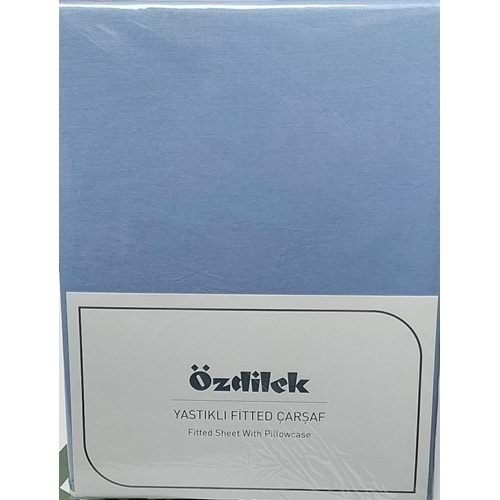 Özdilek Colourist Fitted Lastikli Battal Çift Kişilik Çarşaf Seti (180x200)-Buz Mavi