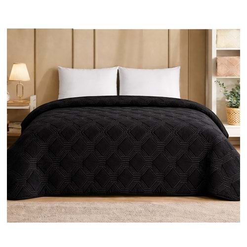 Özdilek Trendy Embos Çift Kişilik Battaniye (220x240)-Art Deco Jet Black