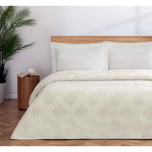 Özdilek Trendy Embos Tek Kişilik Battaniye(155x220)-Art Deco Kemik