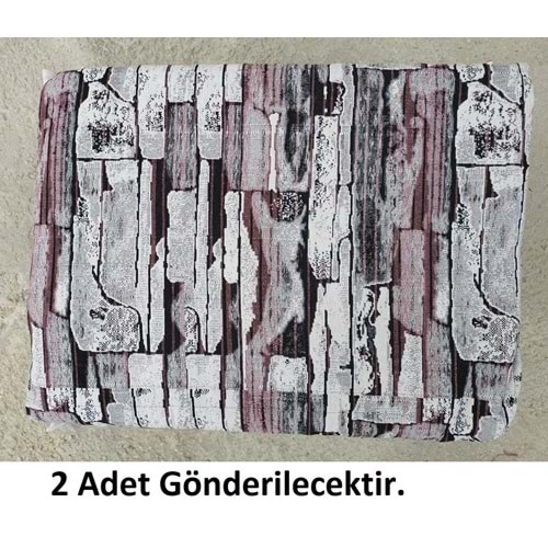 2Lİ Polo Life Savan 4m2 Pamuklu Lastiksiz Halı Örtüsü (170x245)-Taş Desen Pudra