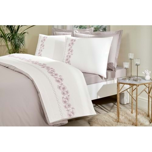 Özdilek Akfil Boutique -Petra Bej- Çift Kişilik Nevresim Takımı (4 Yastık Kılıflı)