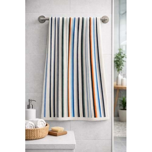Renkli Çizgili Büyük Boy Banyo Havlusu Ekonomik (90x150)