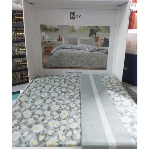 Özdilek Nev Serisi -Mint Daisy Field- Tek Kişilik Nevresim Takımı