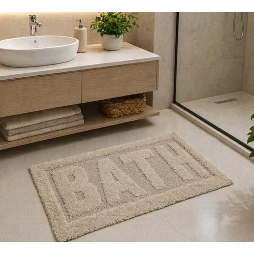 Özdilek Tufting Bath Su Emici Banyo Paspası (50x80)-Bej
