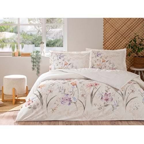 Özdilek Ranforce -White Lily Lila- Çift Kişilik Nevresim Takımı