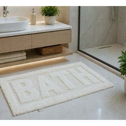 Özdilek Tufting Bath Su Emici Banyo Paspası (50x80)-Krem