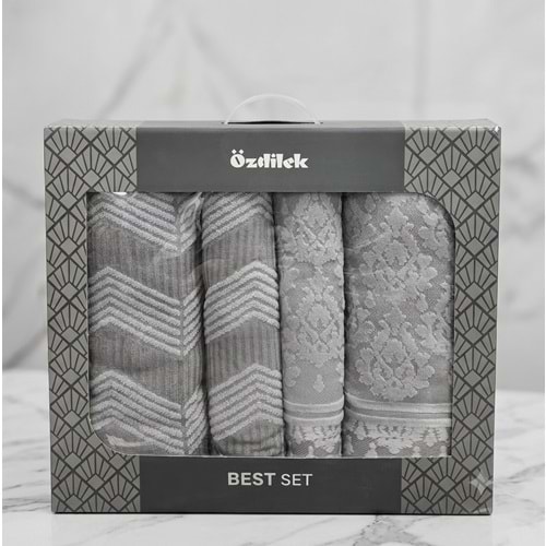 Özdilek Best Hamam Seti, Banyo Havlu Takımı-Tappeto Antrasit Gri