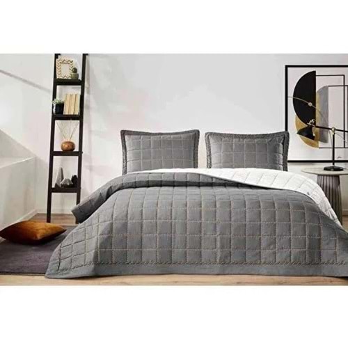 Özdilek Çift Kişilik Nakışlı Yatak Örtüsü 240*250 SQuare Antrasit