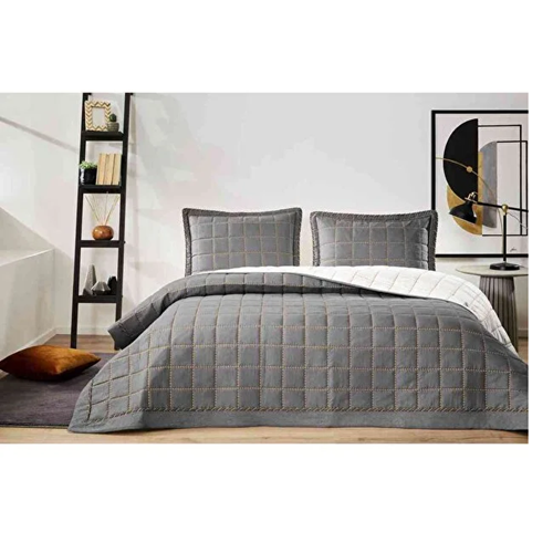 Özdilek Tek Kişilik Nakışlı Yatak Örtüsü 180*250 SQuare Antrasit