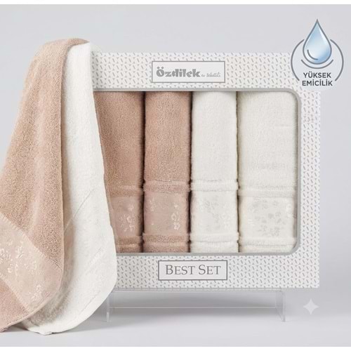 Özdilek Best Hamam Seti, Banyo Havlu Takımı-Camellia Bej Krem