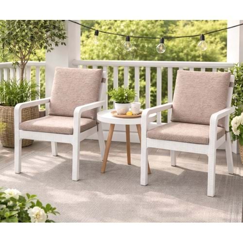 4 Adet Premium Şönil Arkalıklı Sandalye Minderi, Extra Kalın (Kalınlık 4,5cm)-Bej Düz
