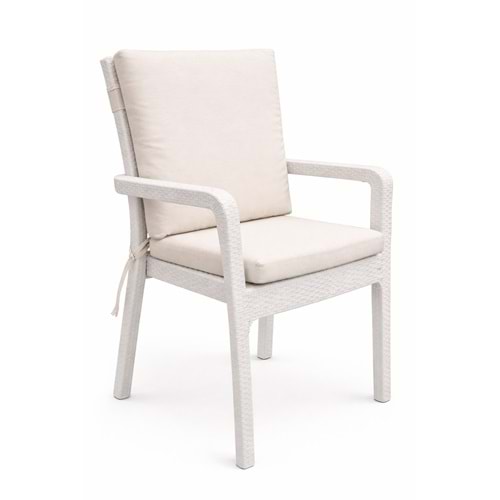 4 Adet Premium Şönil Arkalıklı Sandalye Minderi, Extra Kalın (Kalınlık 4,5cm)-A.Krem