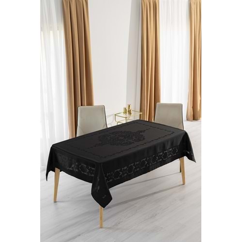 Jumbo Jakar Siyah Sıvı Geçirmez Kumaş Pano 4-6 Kişilik Masa Örtüsü (140x180)
