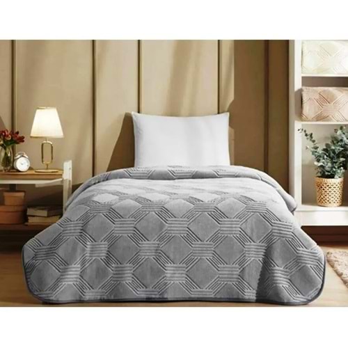 Özdilek Trendy Embos Tek Kişilik Battaniye(155x220)-Art Deco Koyu Gri