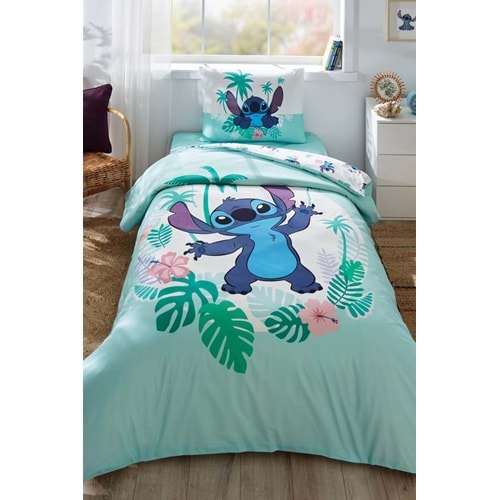 Özdilek Lisanslı Lastikli Çarşaflı Tek Kişilik Çocuk Nevresim Takımı-Stitch Summer Mint