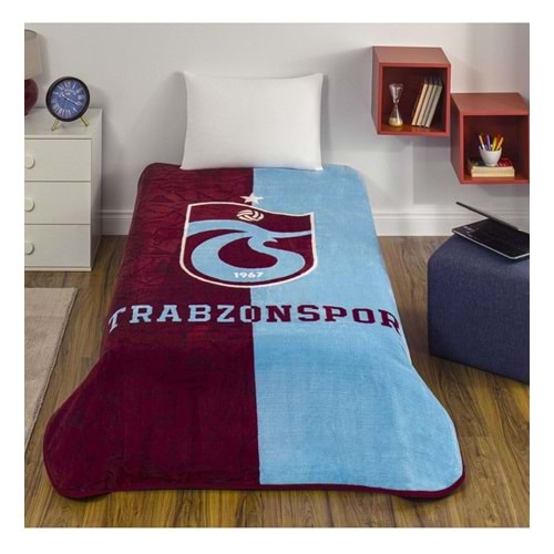 Taç Taraftar Lisanslı -Trabzonspor Parçalı- Tek Kişilik Battaniye (160x220)