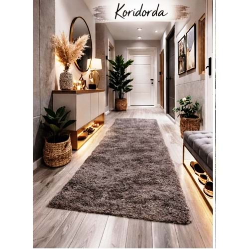 Giz Home Tilda Uzun Tüylü Post Halı (75x200)-K.Kahve