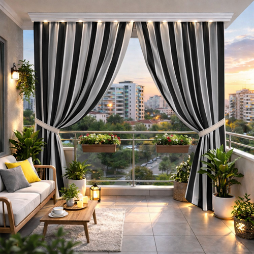 Balkon Perdesi -TOP HALİNDE 40M- Branda Kumaşı (En 270cm)-A.Gri K.Gri