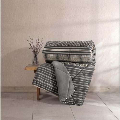 Cotton Box Velvet -Timbre Antrasit- Tek Kişilik Yorgan Çift Taraflı (155x215)