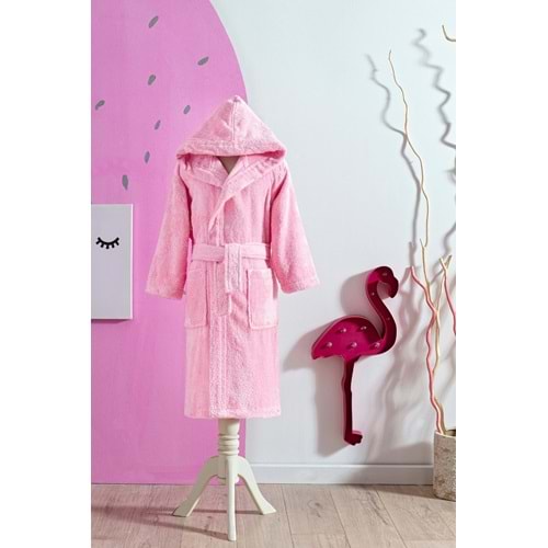 Özdilek Ashley Kapüşonlu Bambu Çocuk Bornozu 5/6 Yaş-Pembe